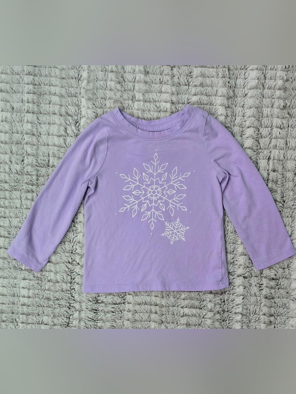 Lilac Baby Girl Longsleeve Top w/ Glitter Snowflake Graphic Cat & Jack Size 18 M